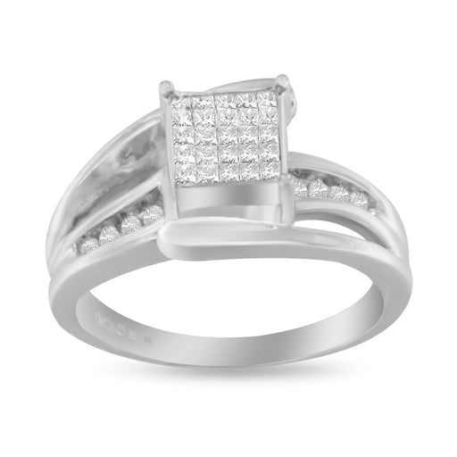 Bids.com 10K White Gold 1/3 Cttw Invisible Set Princess-cut Diamond Cluster Bypass Ring (H-I Color, SI1-SI2 Clarity) - Ring Size 7 Rings White Smoke 9 / White.Gold,8 / White.Gold,7 / White.Gold