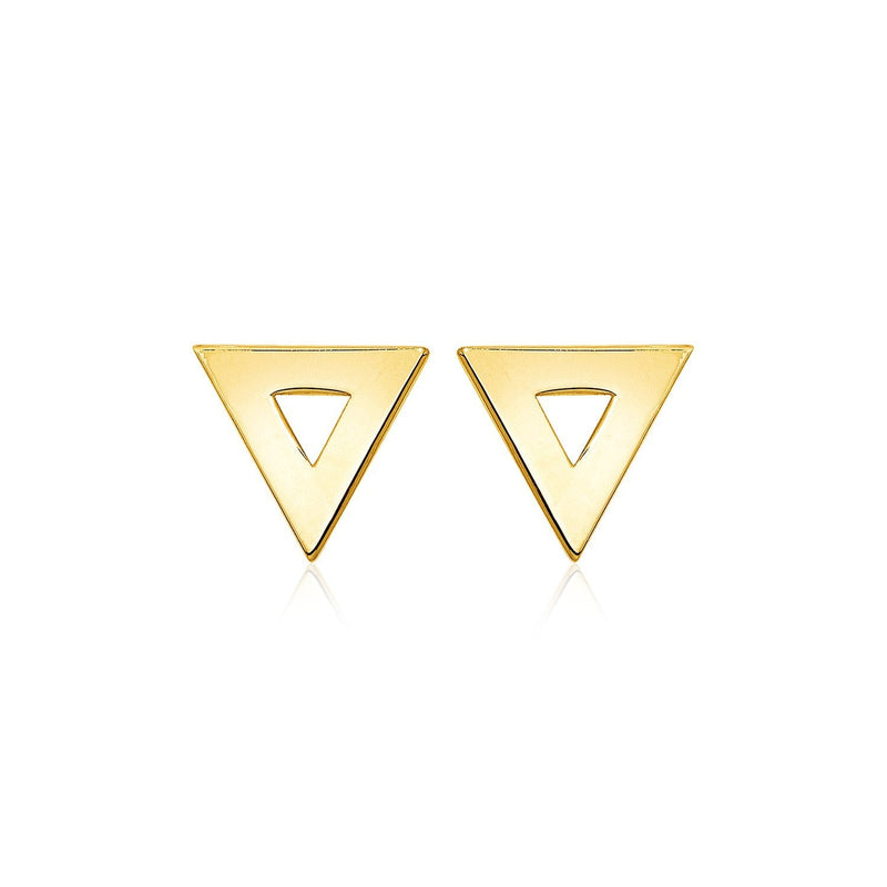 Bids.com 14k Yellow Gold Polished Open Triangle Post Earrings Earrings White Smoke Yellow Gold