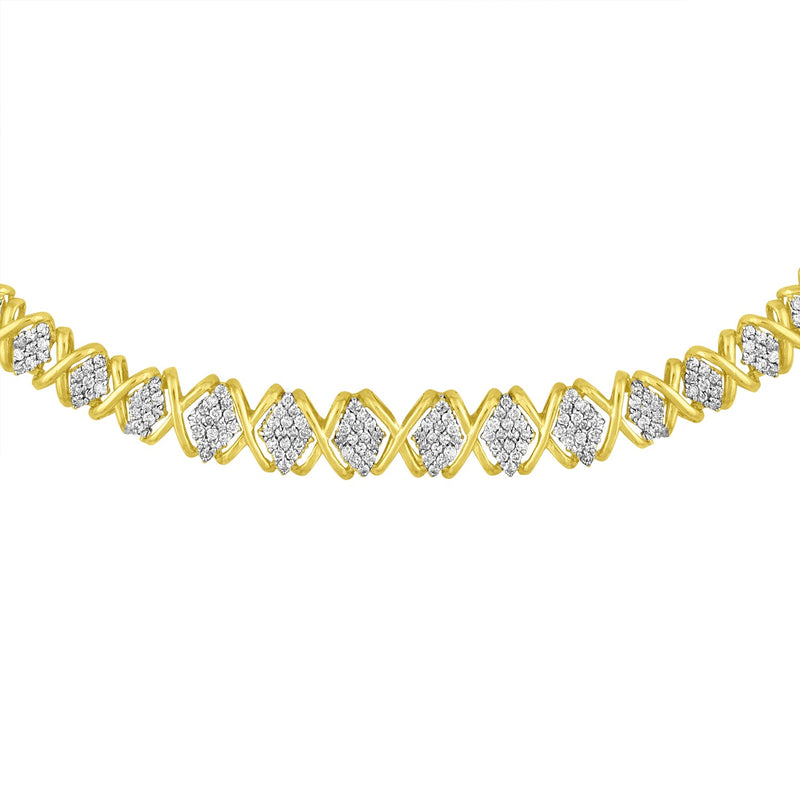 Bids.com 10K Yellow Gold 4 cttw Brilliant Round-Cut Diamond Graduating Riviera Statement Necklace (H-I Color, I2-I3 Clarity) Necklaces White Smoke Yellow.Gold / 18