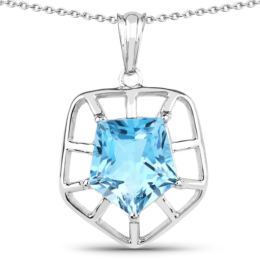 Bids.com 7.60 Carat Genuine Blue Topaz .925 Sterling Silver Pendant Pendants White Smoke