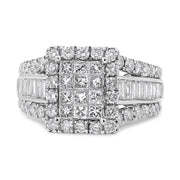 Bids.com 14K White Gold 2.00 Cttw Composite Head with Halo and Side Stones Diamond Ring (H-I Color, SI1-SI2 Clarity) - Ring Size 7 Rings Gray 7 / White.Gold