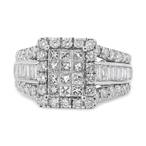 Bids.com 14K White Gold 2.00 Cttw Composite Head with Halo and Side Stones Diamond Ring (H-I Color, SI1-SI2 Clarity) - Ring Size 7 Rings Gray 7 / White.Gold