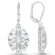 Bids.com 2.93 Carat Genuine Aquamarine and White Topaz .925 Sterling Silver Earrings Earrings White Smoke