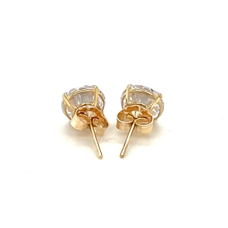 Bids.com 14k Yellow Gold Stud Earrings with White Hue Faceted Cubic Zirconia Earrings White Smoke Yellow Gold