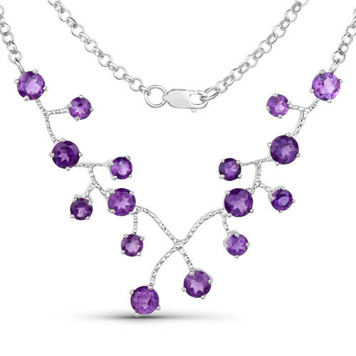 Bids.com 5.36 Carat Genuine Amethyst .925 Sterling Silver Necklace Necklaces White Smoke size 18.00