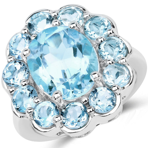 Bids.com 8.67 Carat Genuine Blue Topaz .925 Sterling Silver Ring Rings White Smoke size 8.00,size 5.00,size 6.00,size 7.00,size 9.00