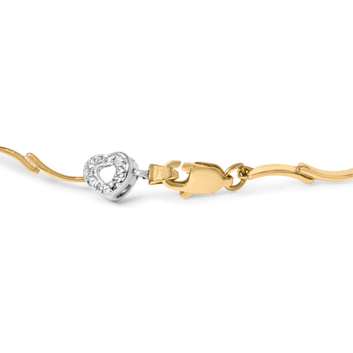 Bids.com 10k Two-Tone Gold 1/3 Cttw Diamond Pave Set Heart S-Link 7.25" Bracelet (I-J Color, I2-I3 Clarity) Bracelets White Smoke YellowWhite.Gold / 7.25