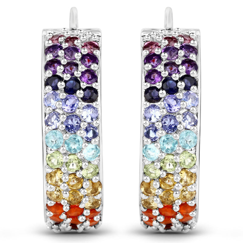 Bids.com 8.79 Carat Genuine Multi Stones .925 Sterling Silver Earrings Earrings White Smoke