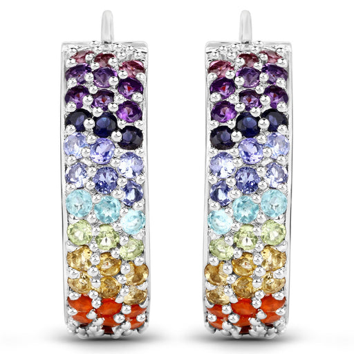 Bids.com 8.79 Carat Genuine Multi Stones .925 Sterling Silver Earrings Earrings White Smoke
