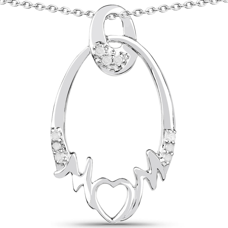 Bids.com 0.14 Carat Genuine White Diamond .925 Sterling Silver Pendant Pendants White Smoke