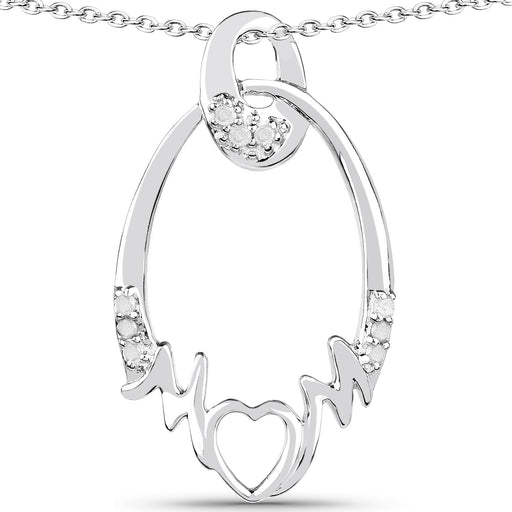 Bids.com 0.14 Carat Genuine White Diamond .925 Sterling Silver Pendant Pendants White Smoke