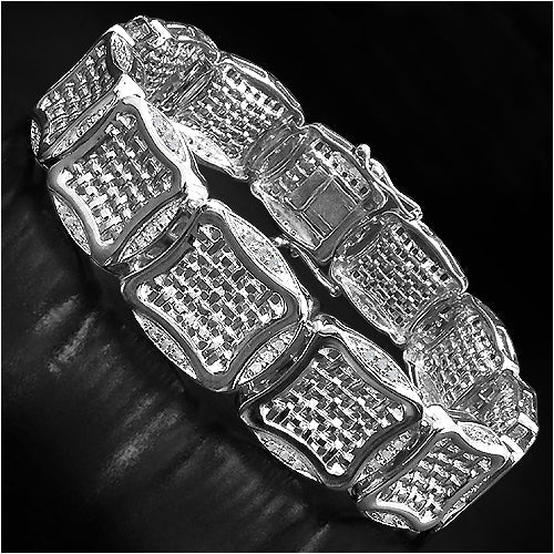 Bids.com 14K Yellow Gold Plated 0.67 Carat Genuine White Diamond .925 Sterling Silver Bracelet Bracelets Black size 8.50