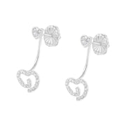 Bids.com .925 Sterling Silver 1/4 Cttw Diamond Swirl Heart Front/Back Earrings (I-J Color, I2-I3 Clarity) Earrings White Smoke White.Sterling Silver / 0.26
