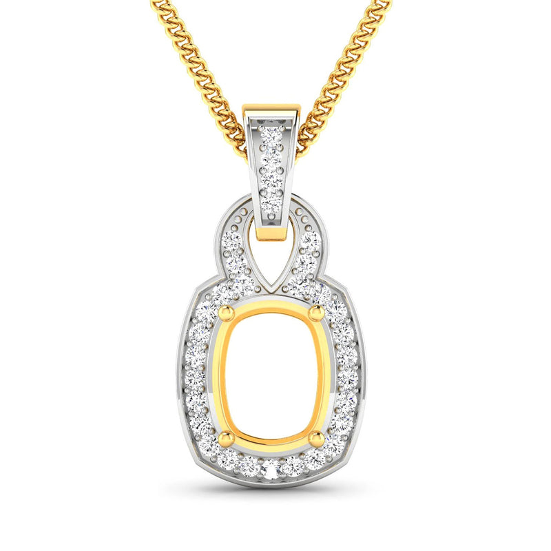 Bids.com 0.25 Carat Genuine White Diamond 14K Yellow Gold Semi Mount Pendant - holds 9x7mm Cushion Gemstone Pendants White Smoke