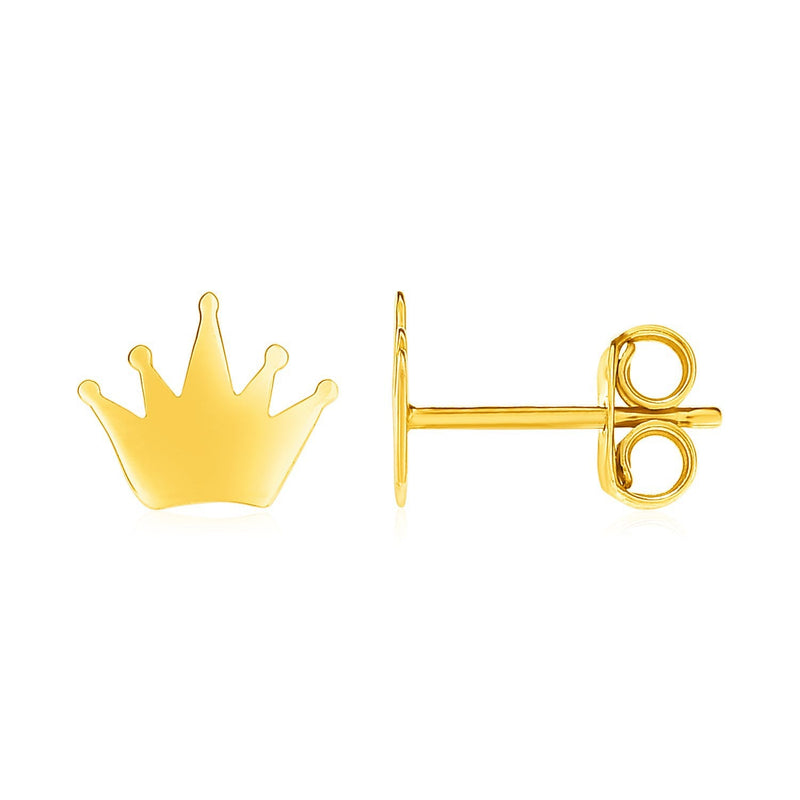 Bids.com 14k Yellow Gold Post Earrings with Crowns Earrings White Smoke Yellow Gold