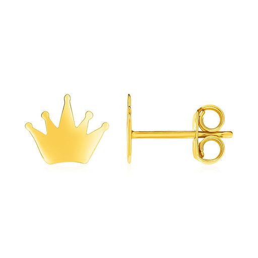 Bids.com 14k Yellow Gold Post Earrings with Crowns Earrings White Smoke Yellow Gold