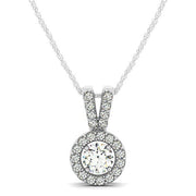 Bids.com Round Pendant with Split Bail and Diamond Halo in 14k White Gold (3/4 cttw) Necklaces White Smoke 18 / White Gold
