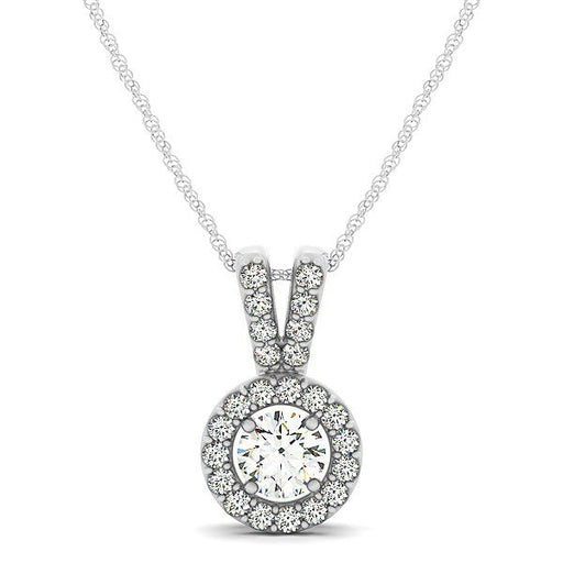 Bids.com Round Pendant with Split Bail and Diamond Halo in 14k White Gold (3/4 cttw) Necklaces White Smoke 18 / White Gold