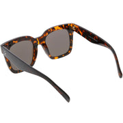 zeroUV Bold Oversize Flat Mirror Lens Square Frame Horn Rimmed Sunglasses 50mm - A100 Sunglasses White Smoke Black / Smoke,Black-Clear / Smoke,Tortoise-Blue / Lavender,Shiny Black Silver Mirror,Shiny Black Blue Mirror,Tortoise Blue Purple Mirror,Shiny Black Yellow Mirror,Tortoise Pink Yellow Mirror,Matte Black Gold Mirror,Black-Brown / Lavender,Matte Black / Smo