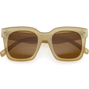 zeroUV Bold Oversize Horned Rim Flat Lens Sunglasses A101 Sunglasses Sienna Creme Brown