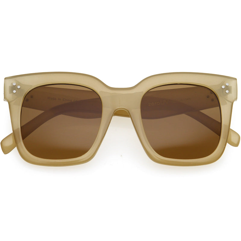 zeroUV Bold Oversize Horned Rim Flat Lens Sunglasses A101 Sunglasses Sienna Creme Brown