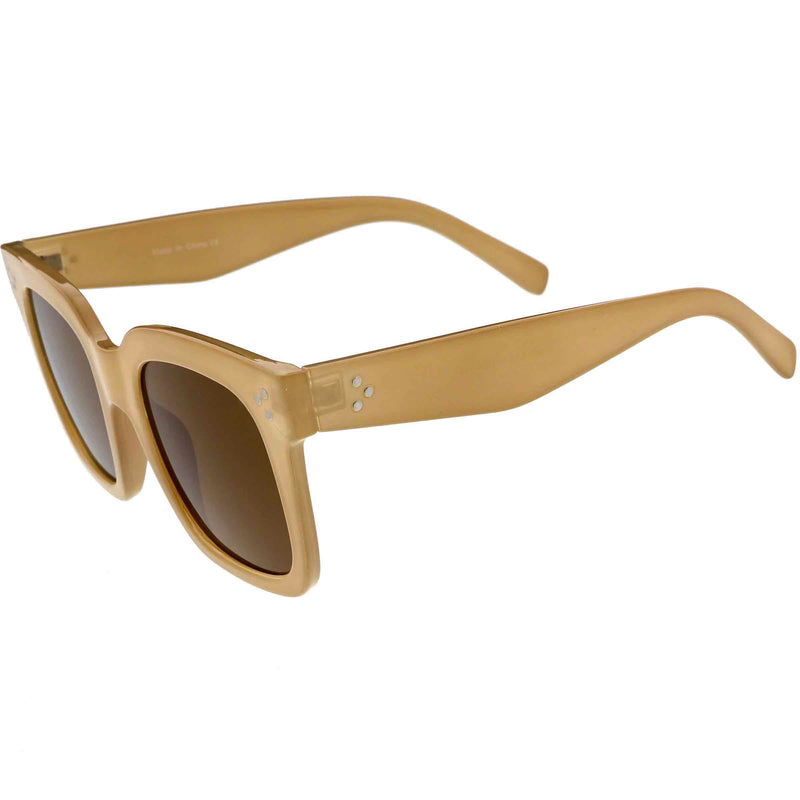 zeroUV Bold Oversize Horned Rim Flat Lens Sunglasses A101 Sunglasses White Smoke Matte Black Smoke,Shiny Tortoise Amber,Shiny Black Lavender,Creme Brown,Shiny Brown Brown,Blue Blue,Red Clear Tinted,White Green,Shiny Black Smoke