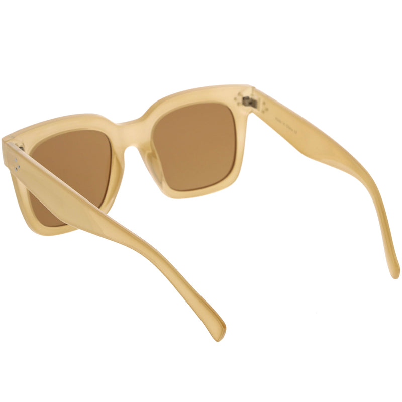 zeroUV Bold Oversize Horned Rim Flat Lens Sunglasses A101 Sunglasses White Smoke Matte Black Smoke,Shiny Tortoise Amber,Shiny Black Lavender,Creme Brown,Shiny Brown Brown,Blue Blue,Red Clear Tinted,White Green,Shiny Black Smoke