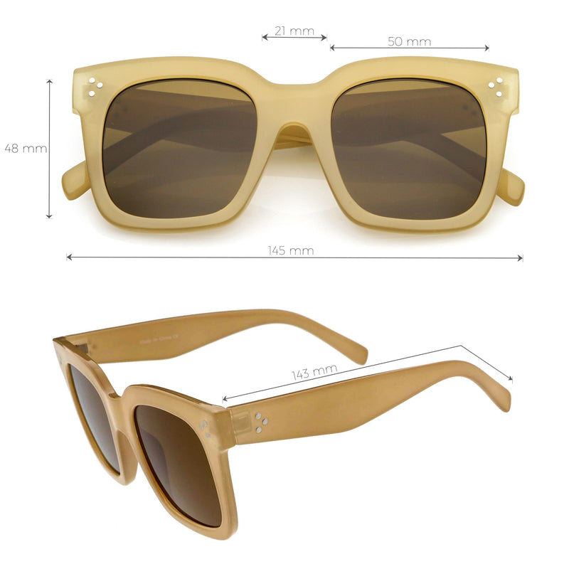 zeroUV Bold Oversize Horned Rim Flat Lens Sunglasses A101 Sunglasses White Smoke Matte Black Smoke,Shiny Tortoise Amber,Shiny Black Lavender,Creme Brown,Shiny Brown Brown,Blue Blue,Red Clear Tinted,White Green,Shiny Black Smoke