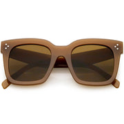 zeroUV Bold Oversize Square Horned Rim Flat Lens Sunglasses A252 Sunglasses Dark Slate Gray Shiny Brown / Brown Polarized