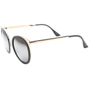 zeroUV Reinforced Two-Toned Mirrored Lens Cat Eye Sunglasses A106 Sunglasses White Smoke Black Gold / Silver Mirror,Black Gold / Gold Mirror,Blue Silver / Silver Mirror,Tortoise Gold / Silver Mirror,Clear Silver / Silver Mirror