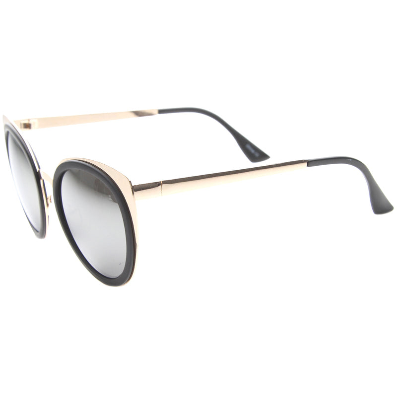 zeroUV Reinforced Two-Toned Mirrored Lens Cat Eye Sunglasses A106 Sunglasses White Smoke Black Gold / Silver Mirror,Black Gold / Gold Mirror,Blue Silver / Silver Mirror,Tortoise Gold / Silver Mirror,Clear Silver / Silver Mirror