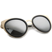 zeroUV Reinforced Two-Toned Mirrored Lens Cat Eye Sunglasses A106 Sunglasses White Smoke Black Gold / Silver Mirror,Black Gold / Gold Mirror,Blue Silver / Silver Mirror,Tortoise Gold / Silver Mirror,Clear Silver / Silver Mirror