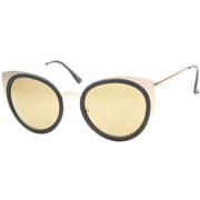 zeroUV Reinforced Two-Toned Mirrored Lens Cat Eye Sunglasses A106 Sunglasses White Smoke Black Gold / Silver Mirror,Black Gold / Gold Mirror,Blue Silver / Silver Mirror,Tortoise Gold / Silver Mirror,Clear Silver / Silver Mirror