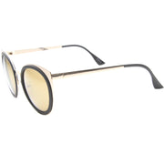 zeroUV Reinforced Two-Toned Mirrored Lens Cat Eye Sunglasses A106 Sunglasses White Smoke Black Gold / Silver Mirror,Black Gold / Gold Mirror,Blue Silver / Silver Mirror,Tortoise Gold / Silver Mirror,Clear Silver / Silver Mirror
