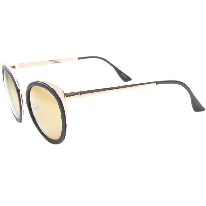 zeroUV Reinforced Two-Toned Mirrored Lens Cat Eye Sunglasses A106 Sunglasses White Smoke Black Gold / Silver Mirror,Black Gold / Gold Mirror,Blue Silver / Silver Mirror,Tortoise Gold / Silver Mirror,Clear Silver / Silver Mirror