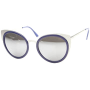 zeroUV Reinforced Two-Toned Mirrored Lens Cat Eye Sunglasses A106 Sunglasses White Smoke Black Gold / Silver Mirror,Black Gold / Gold Mirror,Blue Silver / Silver Mirror,Tortoise Gold / Silver Mirror,Clear Silver / Silver Mirror