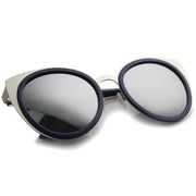 zeroUV Reinforced Two-Toned Mirrored Lens Cat Eye Sunglasses A106 Sunglasses White Smoke Black Gold / Silver Mirror,Black Gold / Gold Mirror,Blue Silver / Silver Mirror,Tortoise Gold / Silver Mirror,Clear Silver / Silver Mirror