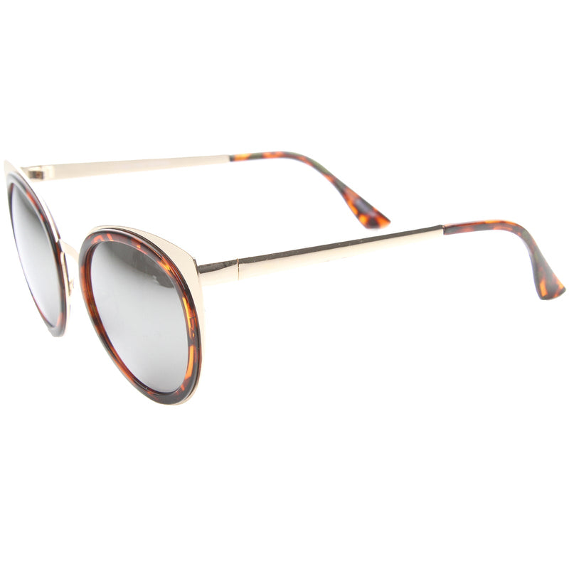 zeroUV Reinforced Two-Toned Mirrored Lens Cat Eye Sunglasses A106 Sunglasses White Smoke Black Gold / Silver Mirror,Black Gold / Gold Mirror,Blue Silver / Silver Mirror,Tortoise Gold / Silver Mirror,Clear Silver / Silver Mirror