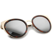 zeroUV Reinforced Two-Toned Mirrored Lens Cat Eye Sunglasses A106 Sunglasses White Smoke Black Gold / Silver Mirror,Black Gold / Gold Mirror,Blue Silver / Silver Mirror,Tortoise Gold / Silver Mirror,Clear Silver / Silver Mirror