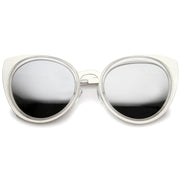 zeroUV Reinforced Two-Toned Mirrored Lens Cat Eye Sunglasses A106 Sunglasses Lavender Clear Silver / Silver Mirror