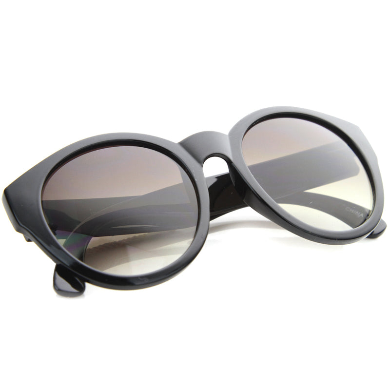 zeroUV Boho Native Print Bead Arm Accent Round Cat Eye Sunglasses A112 Sunglasses White Smoke Black-Yellow / Lavender,Black-Green / Lavender