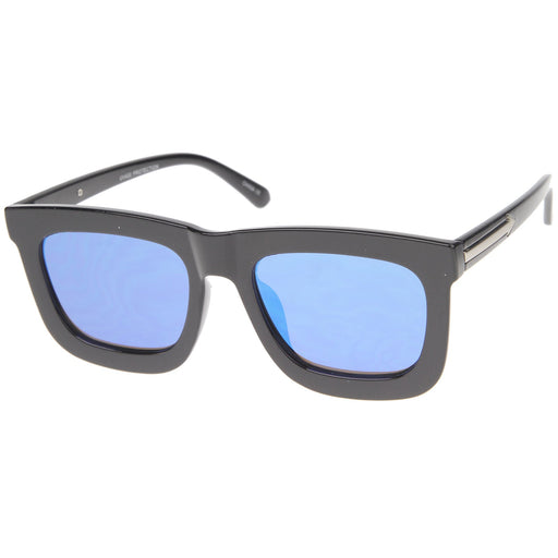 zeroUV Hipster Flat Front Square Horned Rim Mirror Lens Sunglasses A143 Sunglasses White Smoke Black Silver Silver Mirror,Black Silver Blue Revo,Creme Gold Green Revo,Tortoise Gold Orange Revo,Black Gold Brown Mirror