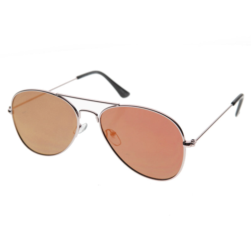 zeroUV Modern Flat Lens Wire Metal Aviator Sunglasses A174 Sunglasses White Smoke Silver Green,Silver Blue,Silver Orange,Silver Pink,Silver Silver