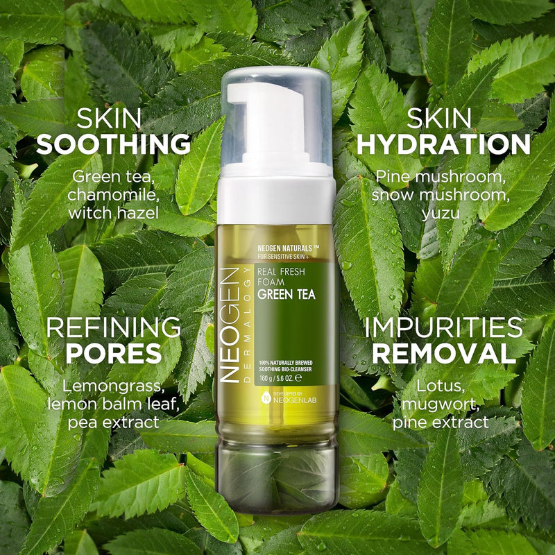 AsiaBeautyMall NEOGEN Dermalogy Real Fresh Foam Green Tea Face Cleanser Dark Olive Green