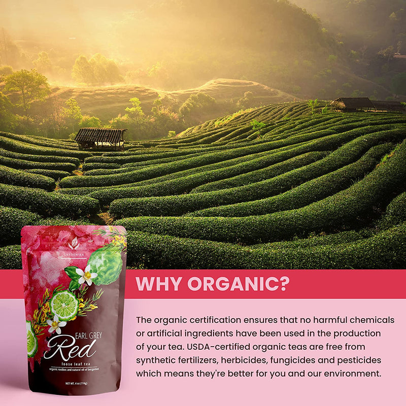 Gardenika Shop Bergamot Rooibos Tea, Herbal & Caffeine-Free - Organic & Kosher Loose Leaf Tea Thistle