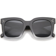 zeroUV Bold Oversize Flat Mirror Lens Square Frame Horn Rimmed Sunglasses 50mm - A100 Sunglasses Dim Gray Black-Clear / Smoke