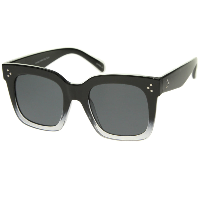 zeroUV Bold Oversize Flat Mirror Lens Square Frame Horn Rimmed Sunglasses 50mm - A100 Sunglasses White Smoke Black / Smoke,Black-Clear / Smoke,Tortoise-Blue / Lavender,Shiny Black Silver Mirror,Shiny Black Blue Mirror,Tortoise Blue Purple Mirror,Shiny Black Yellow Mirror,Tortoise Pink Yellow Mirror,Matte Black Gold Mirror,Black-Brown / Lavender,Matte Black / Smo