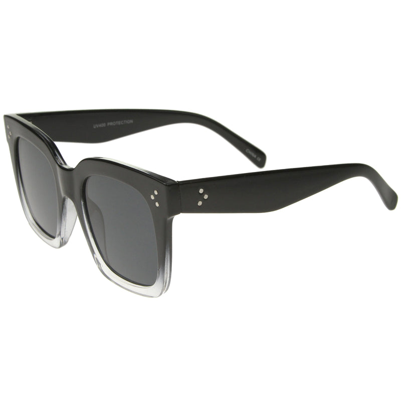 zeroUV Bold Oversize Flat Mirror Lens Square Frame Horn Rimmed Sunglasses 50mm - A100 Sunglasses White Smoke Black / Smoke,Black-Clear / Smoke,Tortoise-Blue / Lavender,Shiny Black Silver Mirror,Shiny Black Blue Mirror,Tortoise Blue Purple Mirror,Shiny Black Yellow Mirror,Tortoise Pink Yellow Mirror,Matte Black Gold Mirror,Black-Brown / Lavender,Matte Black / Smo