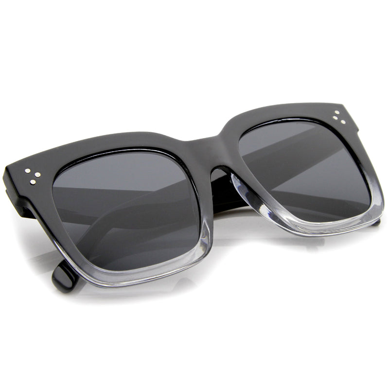 zeroUV Bold Oversize Flat Mirror Lens Square Frame Horn Rimmed Sunglasses 50mm - A100 Sunglasses White Smoke Black / Smoke,Black-Clear / Smoke,Tortoise-Blue / Lavender,Shiny Black Silver Mirror,Shiny Black Blue Mirror,Tortoise Blue Purple Mirror,Shiny Black Yellow Mirror,Tortoise Pink Yellow Mirror,Matte Black Gold Mirror,Black-Brown / Lavender,Matte Black / Smo