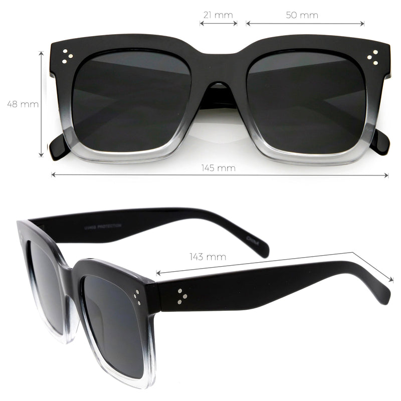 zeroUV Bold Oversize Square Horned Rim Flat Lens Sunglasses A252 Sunglasses White Smoke Black Clear Smoke,Tortoise Blue Lavender,Shiny Black Smoke,Black Tortoise Lavender,Yellow Tortoise Amber,Off-White Smoke,Tortoise Brown (Polarized),Solid Nude Amber,Coral Smoke,Clear Brown Smoke,Black / Silver Mirror (Polarized),Black Tortoise / Lavender,